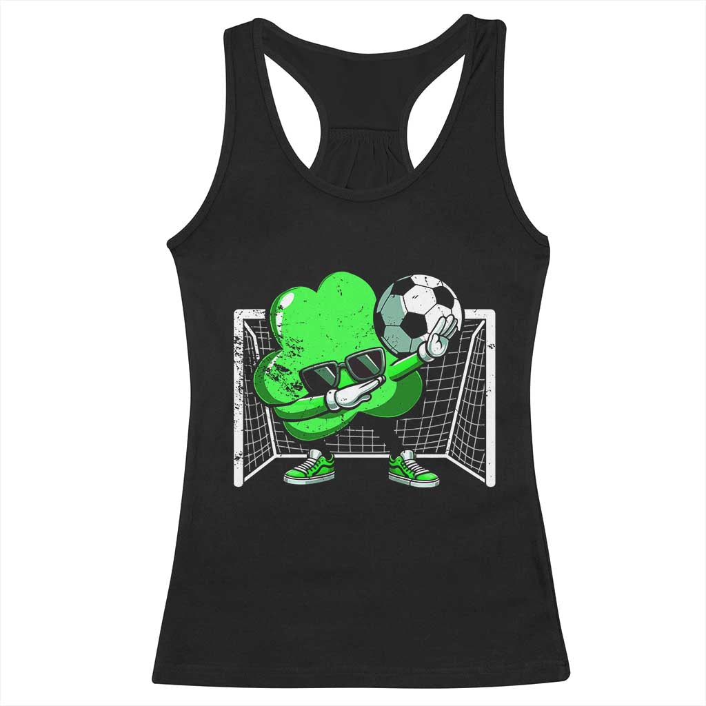 Funny Soccer Shamrock Racerback Tank Top Dabbing Player St. Patrick's Day TS02 Black Print Your Wear