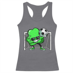 Funny Soccer Shamrock Racerback Tank Top Dabbing Player St. Patrick's Day TS02 Charcoal Print Your Wear