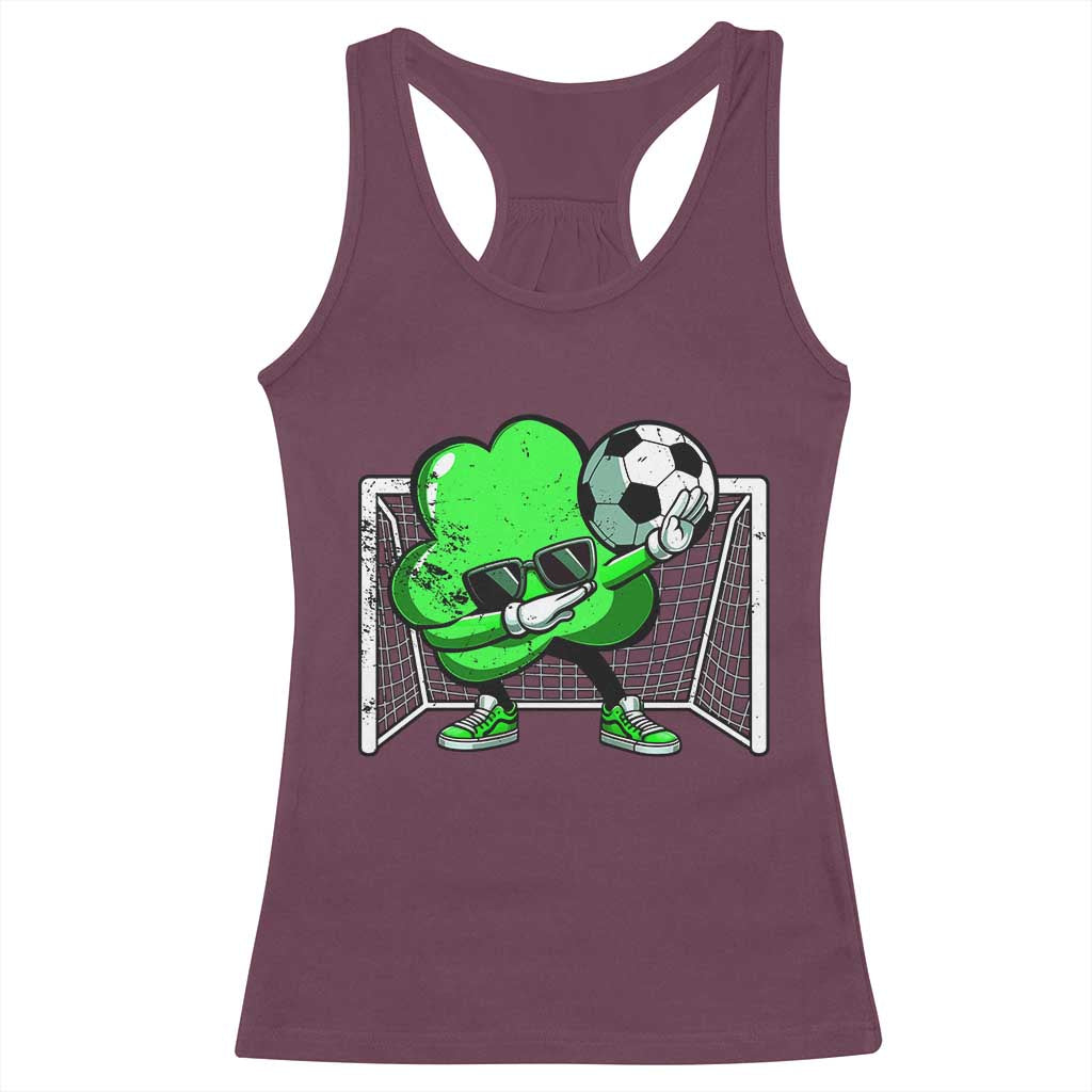 Funny Soccer Shamrock Racerback Tank Top Dabbing Player St. Patrick's Day TS02 Maroon Print Your Wear