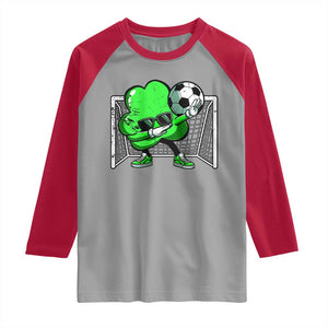 Funny Soccer Shamrock Raglan Shirt Dabbing Player St. Patrick's Day TS02 Sport Gray Red Print Your Wear