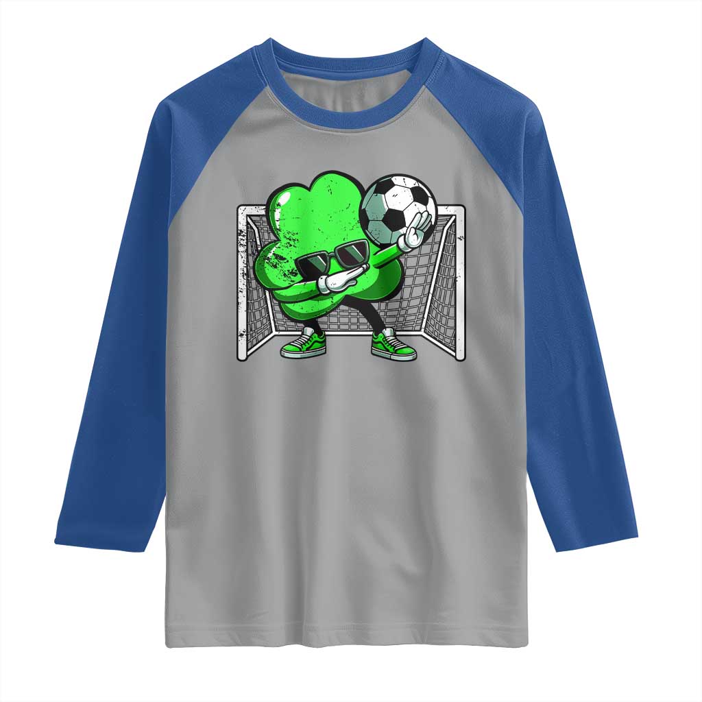 Funny Soccer Shamrock Raglan Shirt Dabbing Player St. Patrick's Day TS02 Sport Gray Royal Print Your Wear