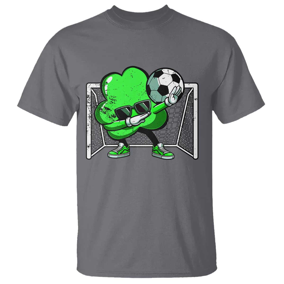 Funny Soccer Shamrock T Shirt Dabbing Player St. Patrick's Day TS02 Charcoal Print Your Wear