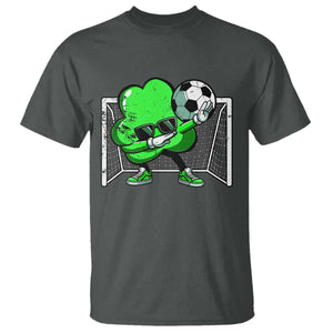 Funny Soccer Shamrock T Shirt Dabbing Player St. Patrick's Day TS02 Dark Heather Print Your Wear
