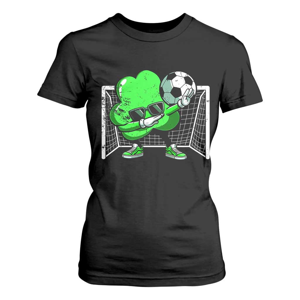Funny Soccer Shamrock T Shirt For Women Dabbing Player St. Patrick's Day TS02 Black Print Your Wear