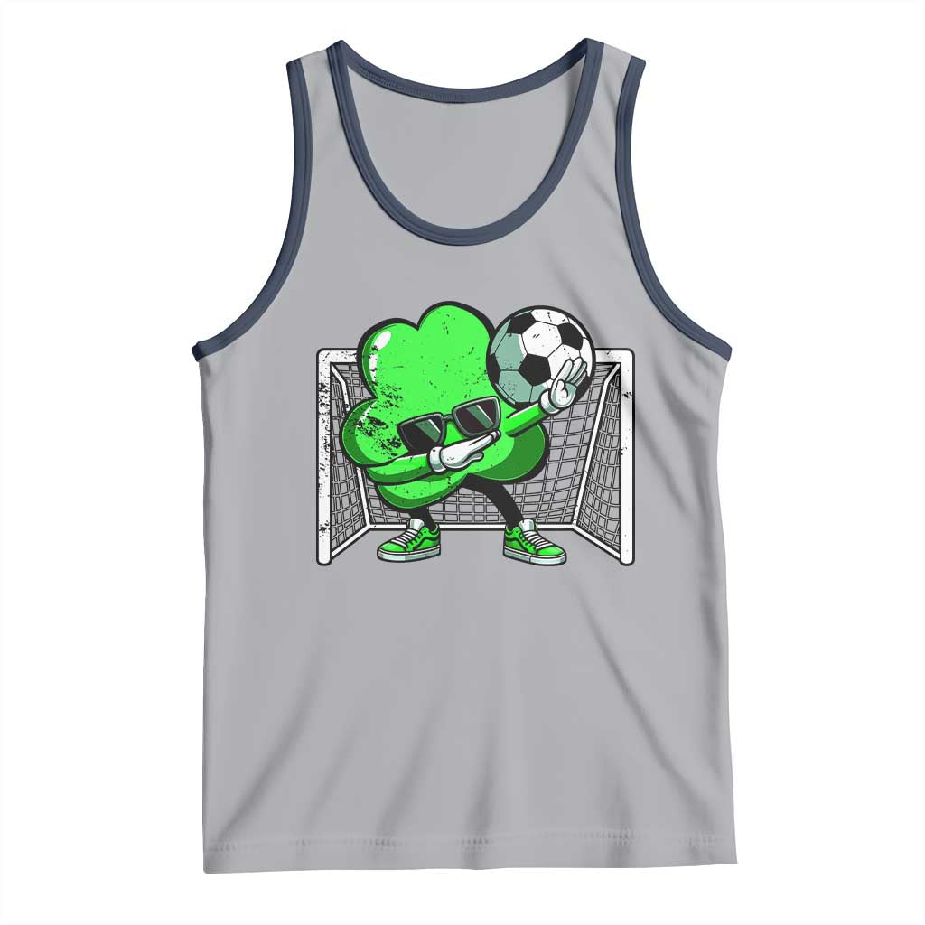 Funny Soccer Shamrock Tank Top Dabbing Player St. Patrick's Day TS02 Athletic Heather Navy Print Your Wear