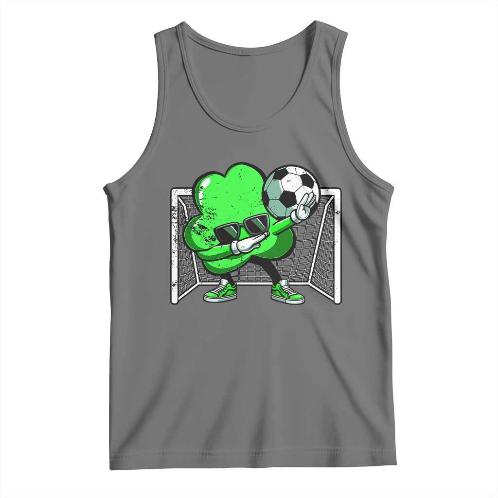 Funny Soccer Shamrock Tank Top Dabbing Player St. Patrick's Day TS02 Black Heather Print Your Wear