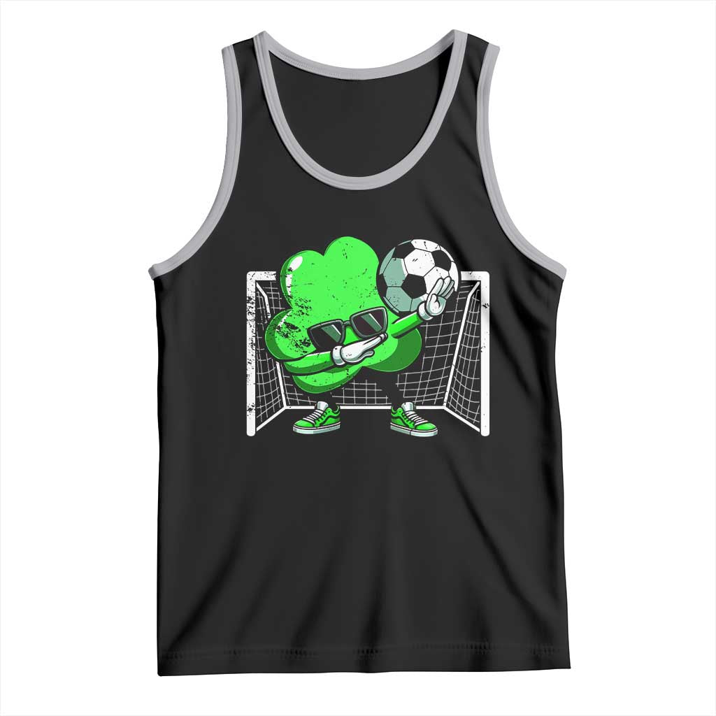 Funny Soccer Shamrock Tank Top Dabbing Player St. Patrick's Day TS02 Black Athletic Heather Print Your Wear