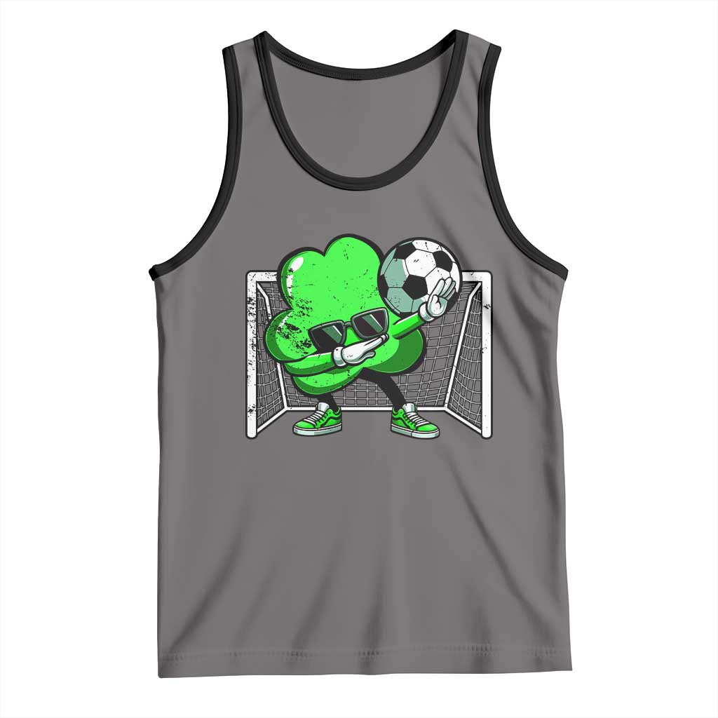 Funny Soccer Shamrock Tank Top Dabbing Player St. Patrick's Day TS02 Deep Heather Black Print Your Wear