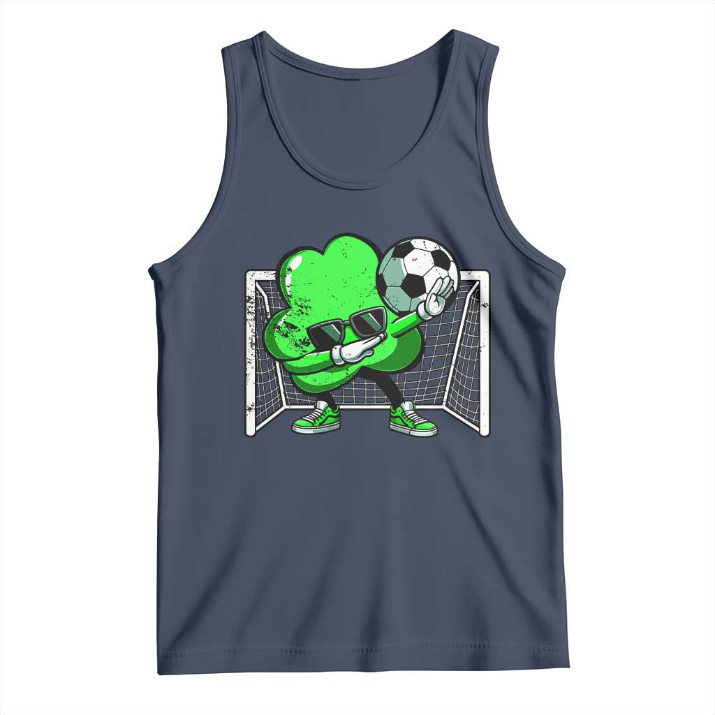 Funny Soccer Shamrock Tank Top Dabbing Player St. Patrick's Day TS02 Navy Print Your Wear