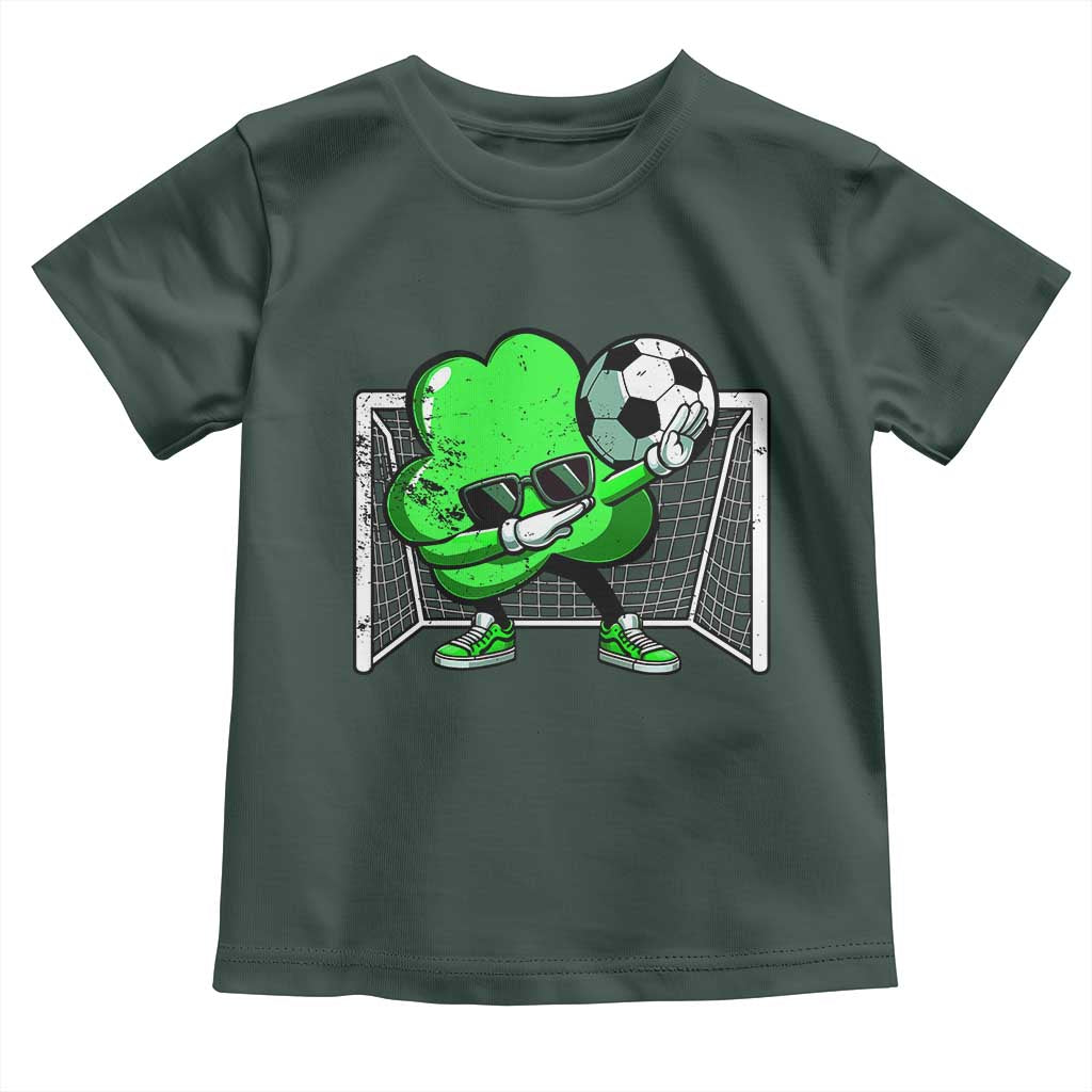 Funny Soccer Shamrock Toddler T Shirt Dabbing Player St. Patrick's Day TS02 Dark Forest Green Print Your Wear