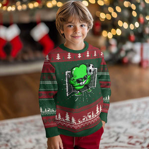 Funny Soccer Shamrock Knit Sweatshirt Dabbing Player St. Patrick's Day TS02 Christmas Print Your Wear