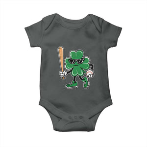 Lucky Baseball Shamrock Baby Onesie St Patrick's Day T-Ball Sport Lover Gift TS02 Dark Heather Print Your Wear