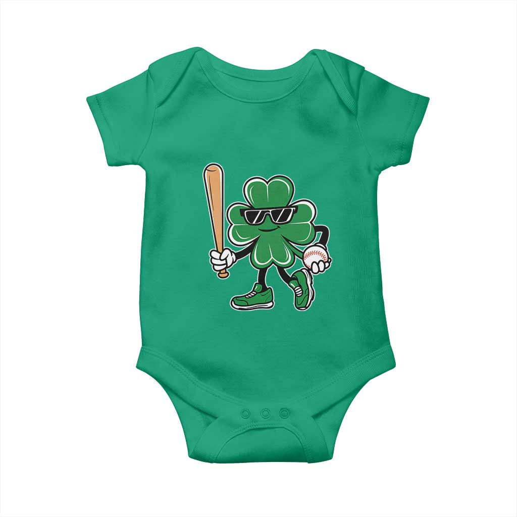 Lucky Baseball Shamrock Baby Onesie St Patrick's Day T-Ball Sport Lover Gift TS02 Irish Green Print Your Wear