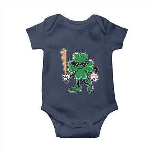 Lucky Baseball Shamrock Baby Onesie St Patrick's Day T-Ball Sport Lover Gift TS02 Navy Print Your Wear