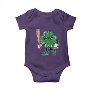 Lucky Baseball Shamrock Baby Onesie St Patrick's Day T-Ball Sport Lover Gift TS02 Purple Print Your Wear