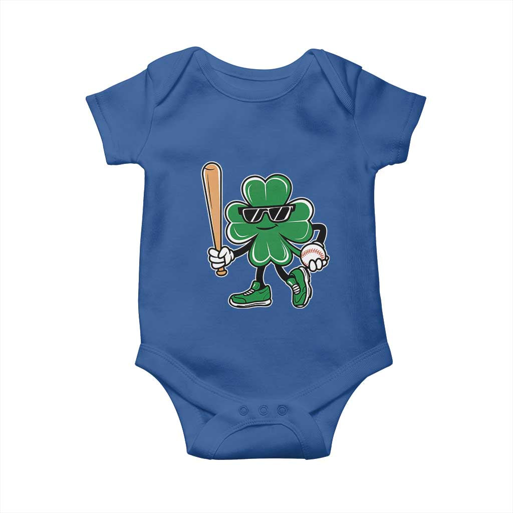 Lucky Baseball Shamrock Baby Onesie St Patrick's Day T-Ball Sport Lover Gift TS02 Royal Blue Print Your Wear