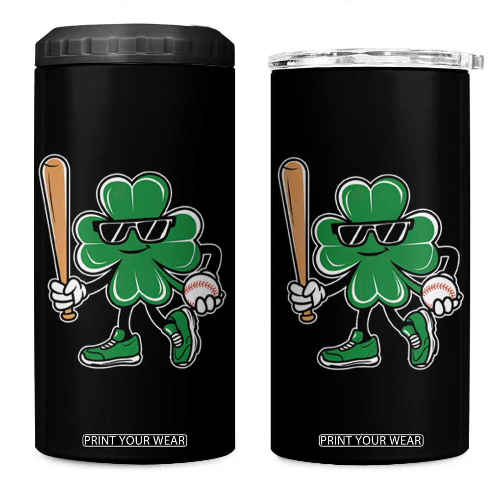Lucky Baseball Shamrock 4 in 1 Can Cooler Tumbler St Patrick's Day T-Ball Sport Lover Gift TS02 One Size: 16 oz Black Print Your Wear