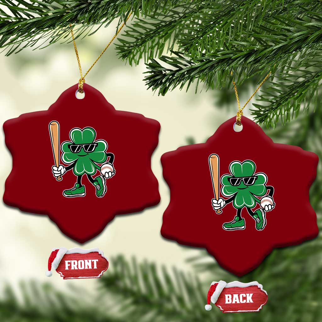 Lucky Baseball Shamrock Ceramic Ornament St Patrick's Day T-Ball Sport Lover Gift TS02 Print Your Wear