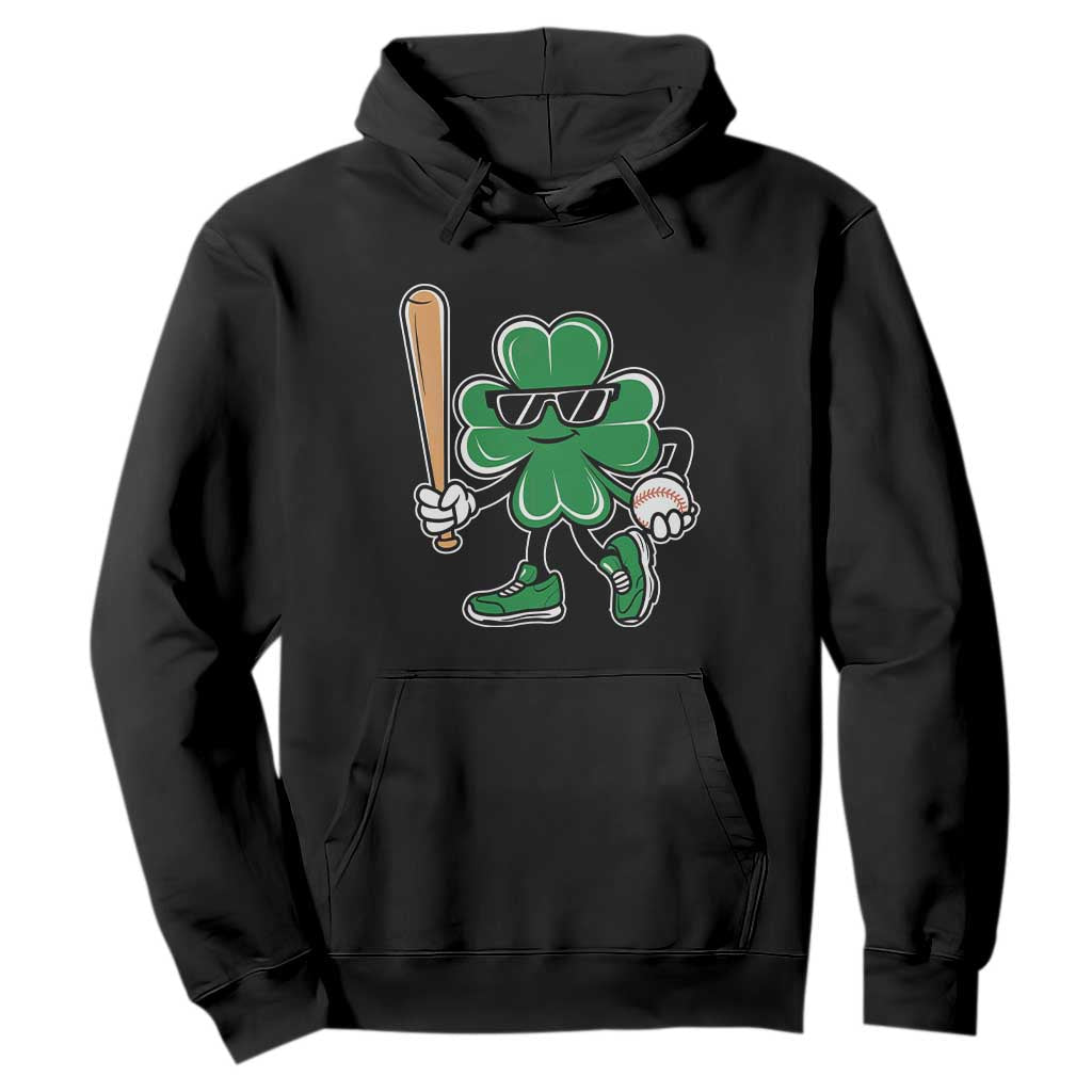 Lucky Baseball Shamrock Hoodie St Patrick's Day T-Ball Sport Lover Gift TS02 Black Print Your Wear