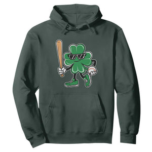 Lucky Baseball Shamrock Hoodie St Patrick's Day T-Ball Sport Lover Gift TS02 Dark Forest Green Print Your Wear