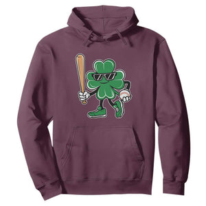 Lucky Baseball Shamrock Hoodie St Patrick's Day T-Ball Sport Lover Gift TS02 Maroon Print Your Wear