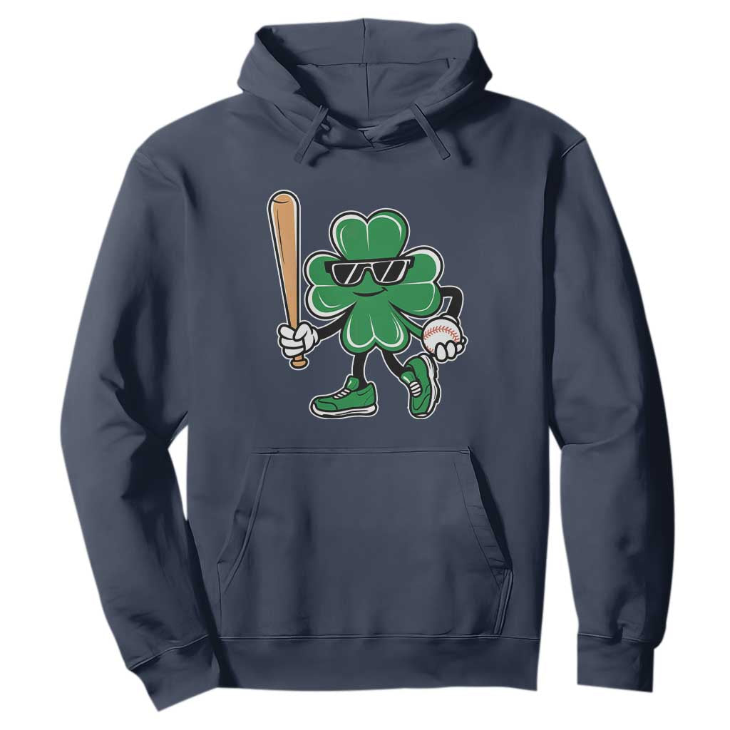 Lucky Baseball Shamrock Hoodie St Patrick's Day T-Ball Sport Lover Gift TS02 Navy Print Your Wear