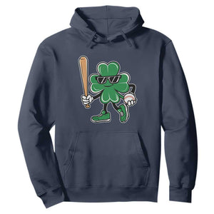 Lucky Baseball Shamrock Hoodie St Patrick's Day T-Ball Sport Lover Gift TS02 Navy Print Your Wear