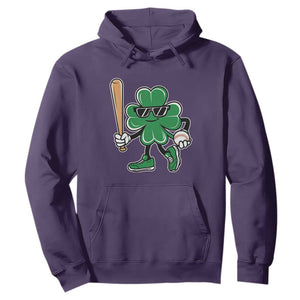 Lucky Baseball Shamrock Hoodie St Patrick's Day T-Ball Sport Lover Gift TS02 Purple Print Your Wear