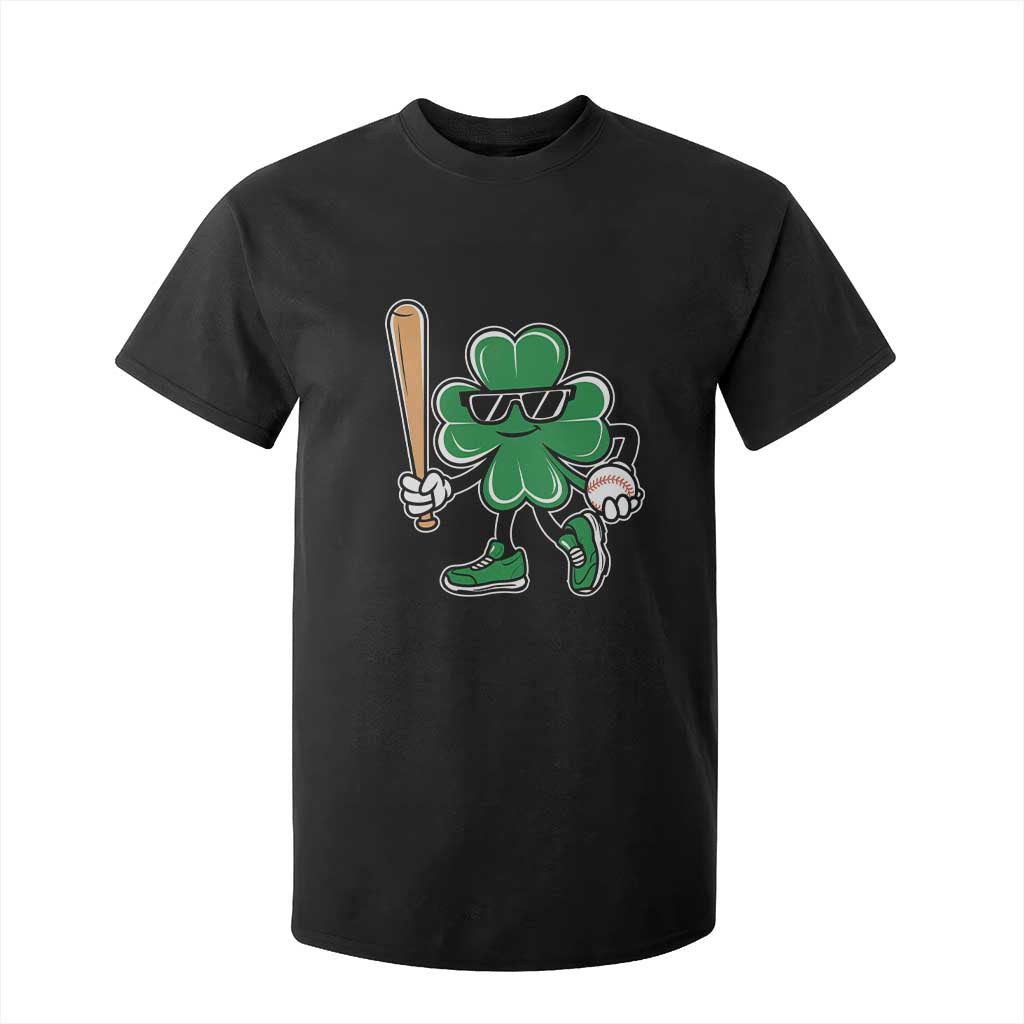 Lucky Baseball Shamrock T Shirt For Kid St Patrick's Day T-Ball Sport Lover Gift TS02 Black Print Your Wear