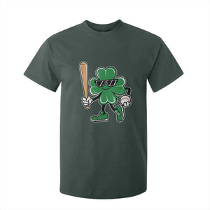 Lucky Baseball Shamrock T Shirt For Kid St Patrick's Day T-Ball Sport Lover Gift TS02 Dark Forest Green Print Your Wear