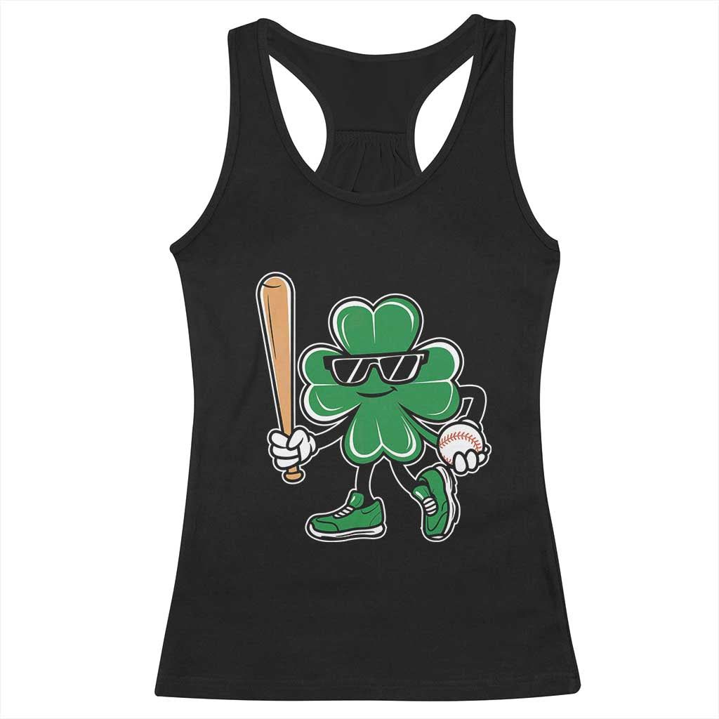 Lucky Baseball Shamrock Racerback Tank Top St Patrick's Day T-Ball Sport Lover Gift TS02 Black Print Your Wear
