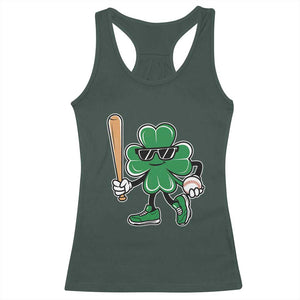 Lucky Baseball Shamrock Racerback Tank Top St Patrick's Day T-Ball Sport Lover Gift TS02 Dark Forest Green Print Your Wear