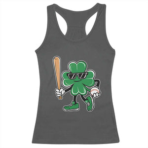 Lucky Baseball Shamrock Racerback Tank Top St Patrick's Day T-Ball Sport Lover Gift TS02 Dark Heather Print Your Wear