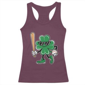 Lucky Baseball Shamrock Racerback Tank Top St Patrick's Day T-Ball Sport Lover Gift TS02 Maroon Print Your Wear