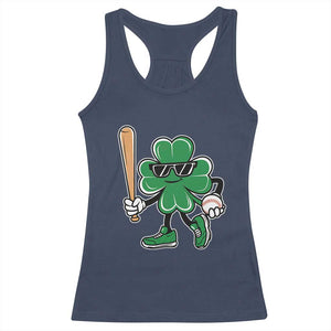 Lucky Baseball Shamrock Racerback Tank Top St Patrick's Day T-Ball Sport Lover Gift TS02 Navy Print Your Wear