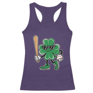 Lucky Baseball Shamrock Racerback Tank Top St Patrick's Day T-Ball Sport Lover Gift TS02 Purple Print Your Wear