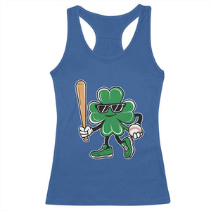 Lucky Baseball Shamrock Racerback Tank Top St Patrick's Day T-Ball Sport Lover Gift TS02 Royal Blue Print Your Wear