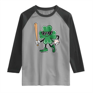 Lucky Baseball Shamrock Raglan Shirt St Patrick's Day T-Ball Sport Lover Gift TS02 Sport Gray Black Print Your Wear