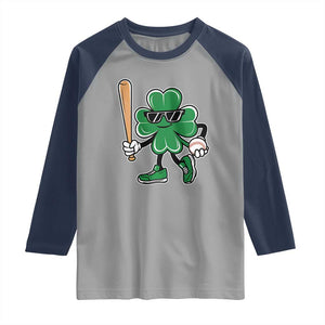 Lucky Baseball Shamrock Raglan Shirt St Patrick's Day T-Ball Sport Lover Gift TS02 Sport Gray Navy Print Your Wear