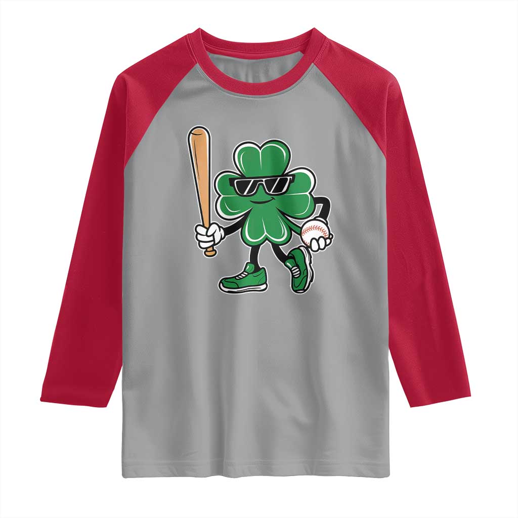 Lucky Baseball Shamrock Raglan Shirt St Patrick's Day T-Ball Sport Lover Gift TS02 Sport Gray Red Print Your Wear