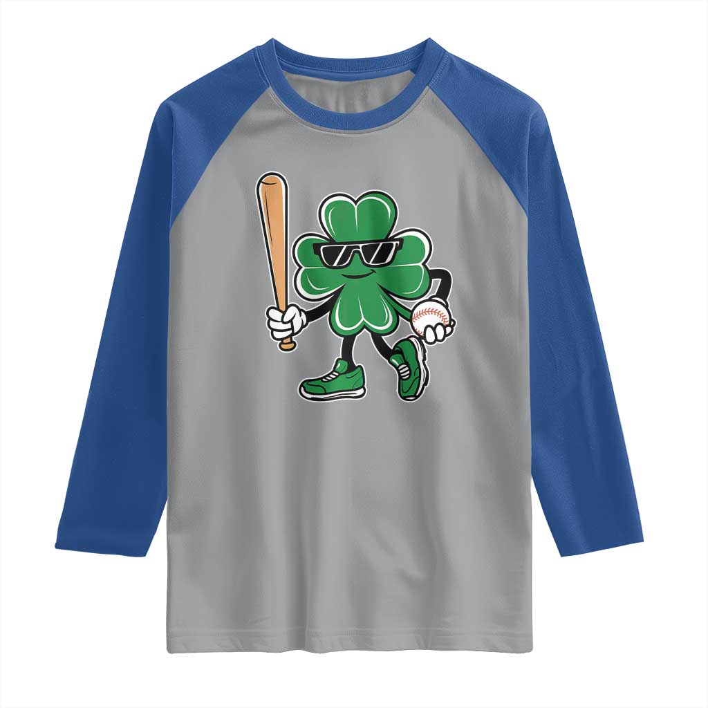 Lucky Baseball Shamrock Raglan Shirt St Patrick's Day T-Ball Sport Lover Gift TS02 Sport Gray Royal Print Your Wear