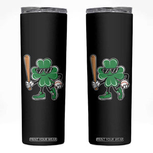 Lucky Baseball Shamrock Skinny Tumbler St Patrick's Day T-Ball Sport Lover Gift TS02 Black Print Your Wear