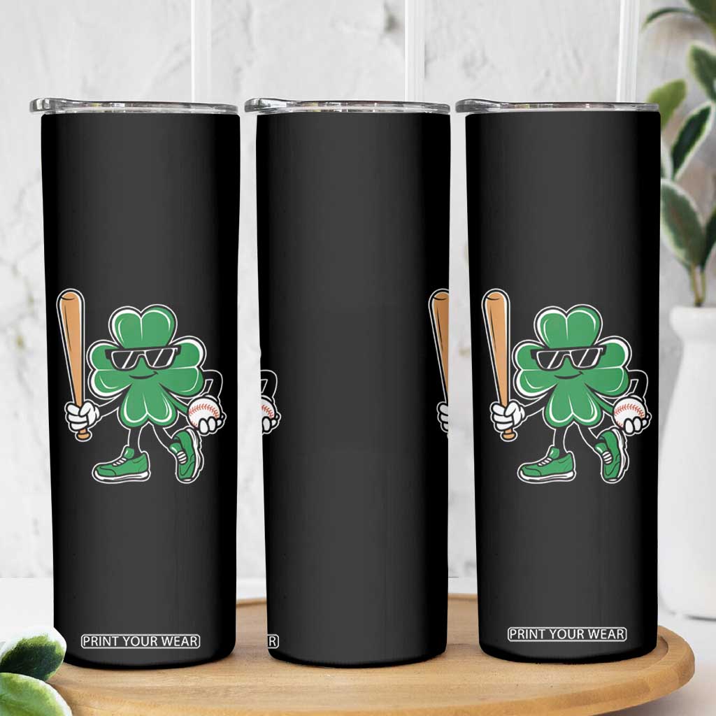 Lucky Baseball Shamrock Skinny Tumbler St Patrick's Day T-Ball Sport Lover Gift TS02 Print Your Wear