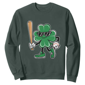 Lucky Baseball Shamrock Sweatshirt St Patrick's Day T-Ball Sport Lover Gift TS02 Dark Forest Green Print Your Wear