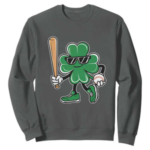 Lucky Baseball Shamrock Sweatshirt St Patrick's Day T-Ball Sport Lover Gift TS02 Dark Heather Print Your Wear