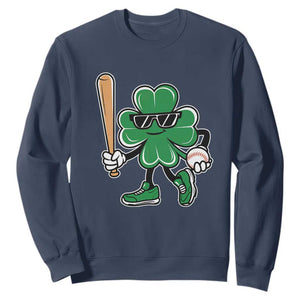 Lucky Baseball Shamrock Sweatshirt St Patrick's Day T-Ball Sport Lover Gift TS02 Navy Print Your Wear