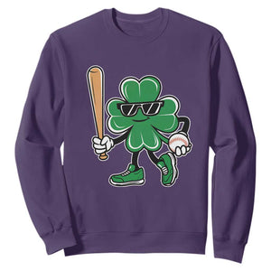 Lucky Baseball Shamrock Sweatshirt St Patrick's Day T-Ball Sport Lover Gift TS02 Purple Print Your Wear
