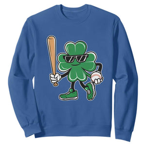 Lucky Baseball Shamrock Sweatshirt St Patrick's Day T-Ball Sport Lover Gift TS02 Royal Blue Print Your Wear