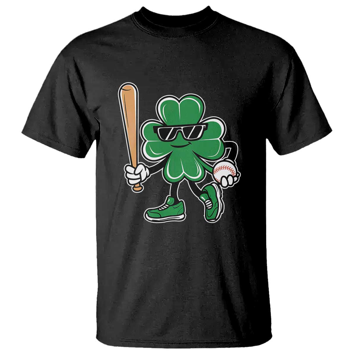 Lucky Baseball Shamrock T Shirt St Patrick's Day T-Ball Sport Lover Gift TS02 Black Print Your Wear