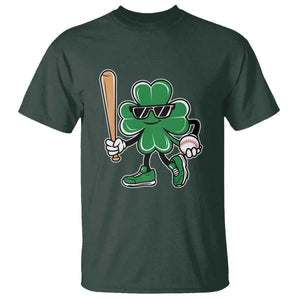 Lucky Baseball Shamrock T Shirt St Patrick's Day T-Ball Sport Lover Gift TS02 Dark Forest Green Print Your Wear